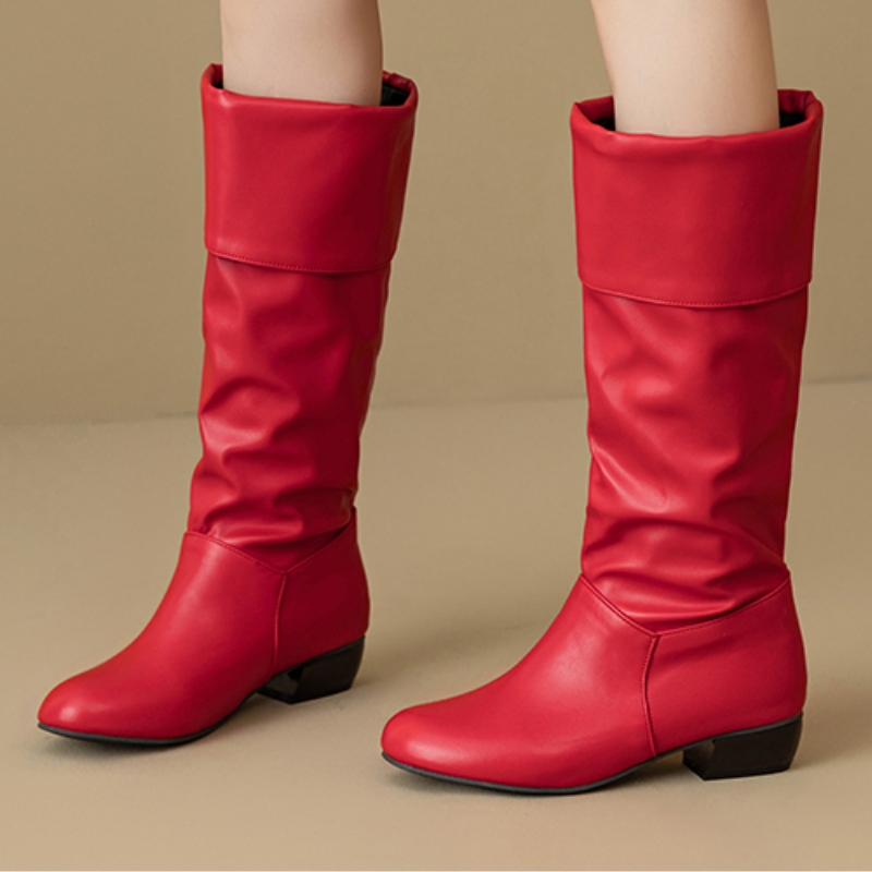 Waterproof Winter Boot - Deslizamento em joelho botas altas plissadas