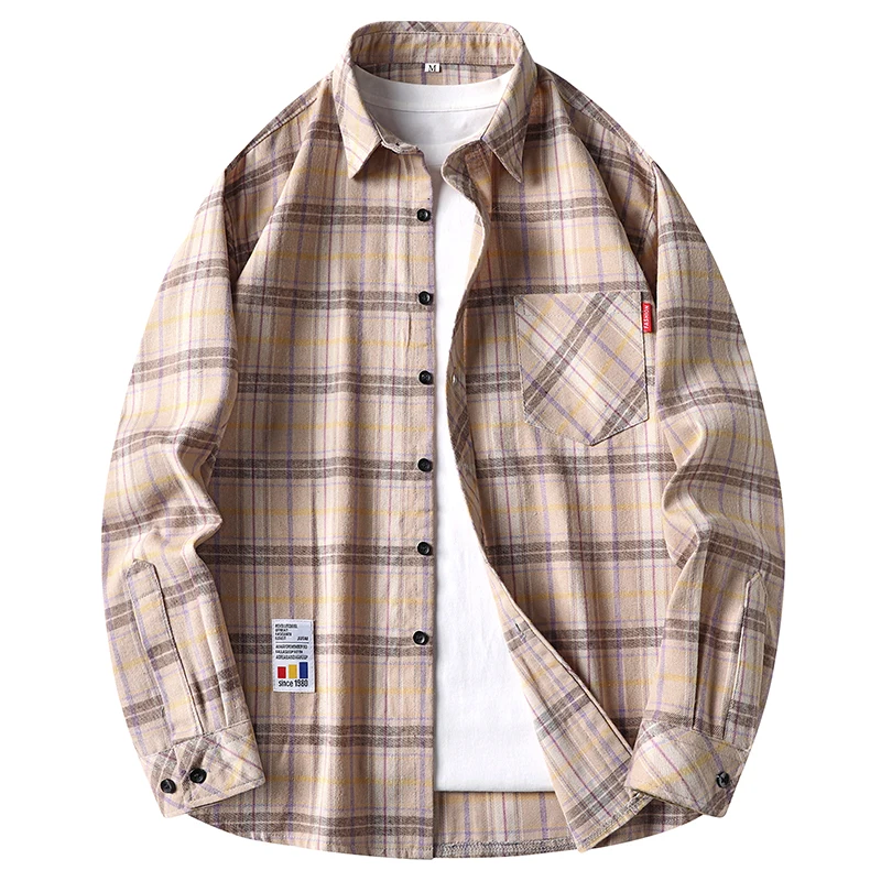 Flannel Shirt Lined - Camisas masculinas casuais de flanela xadrez